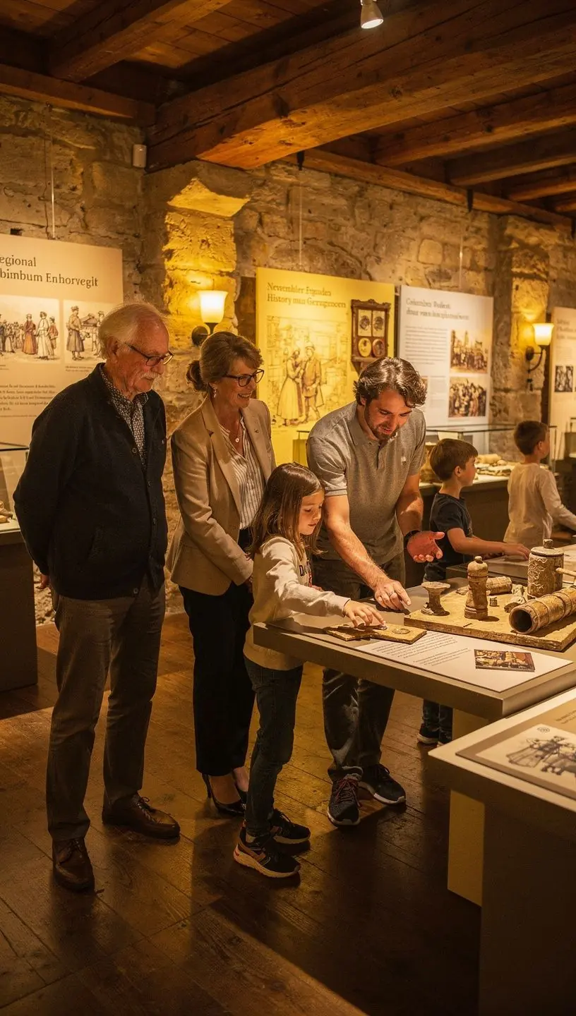 Historische Altstadt mit Fachwerkhäusern, gepflasterten Straßen und traditionellen Cafés entlang einer geplanten Reiseroute.